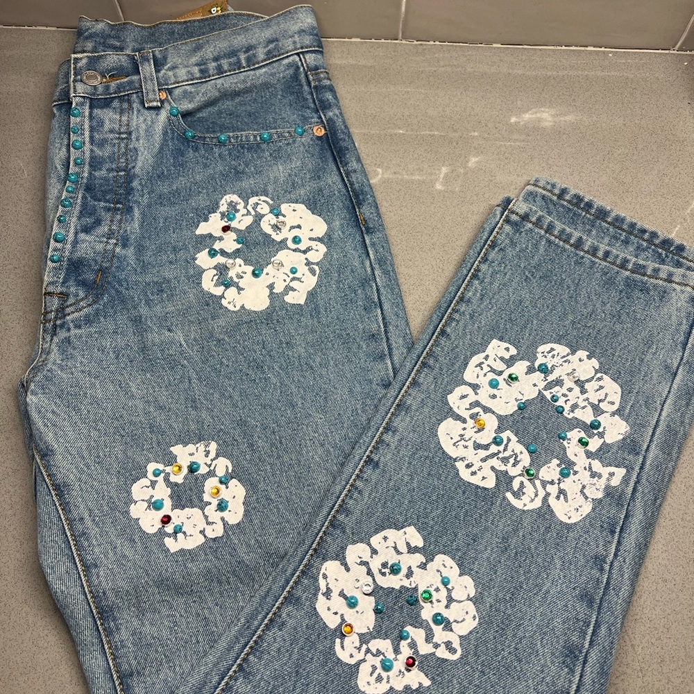 Denim Tears x Levi Cotton Rhinestone Wreath Jeans